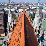 Zdjęcie ukazujące panoramę Podgórza oraz Krakowa z wieży kościoła św. Józefa.